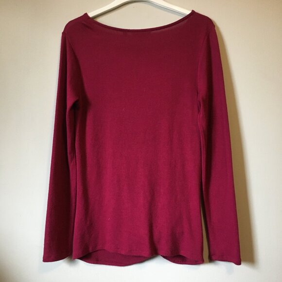Merlot Red Twist Hem Pullover Knit Sweater Top - Picture 2 of 15